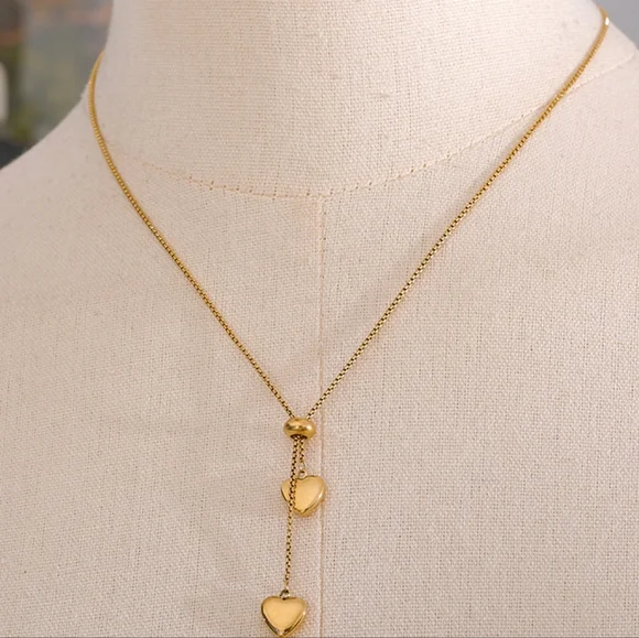 Heart Long Pendant Pull-Out Necklace - Picture 5 of 9